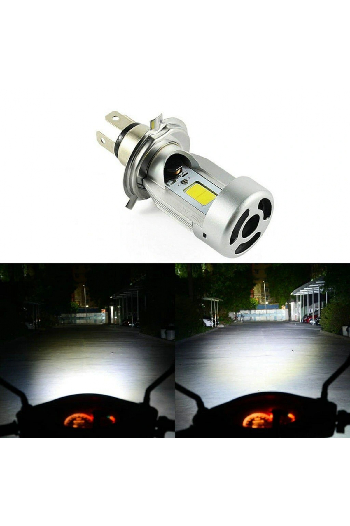 Motorsiklet 12v 35/35w Led Zenon Ampul H-4 Beyaz Işık -1012
