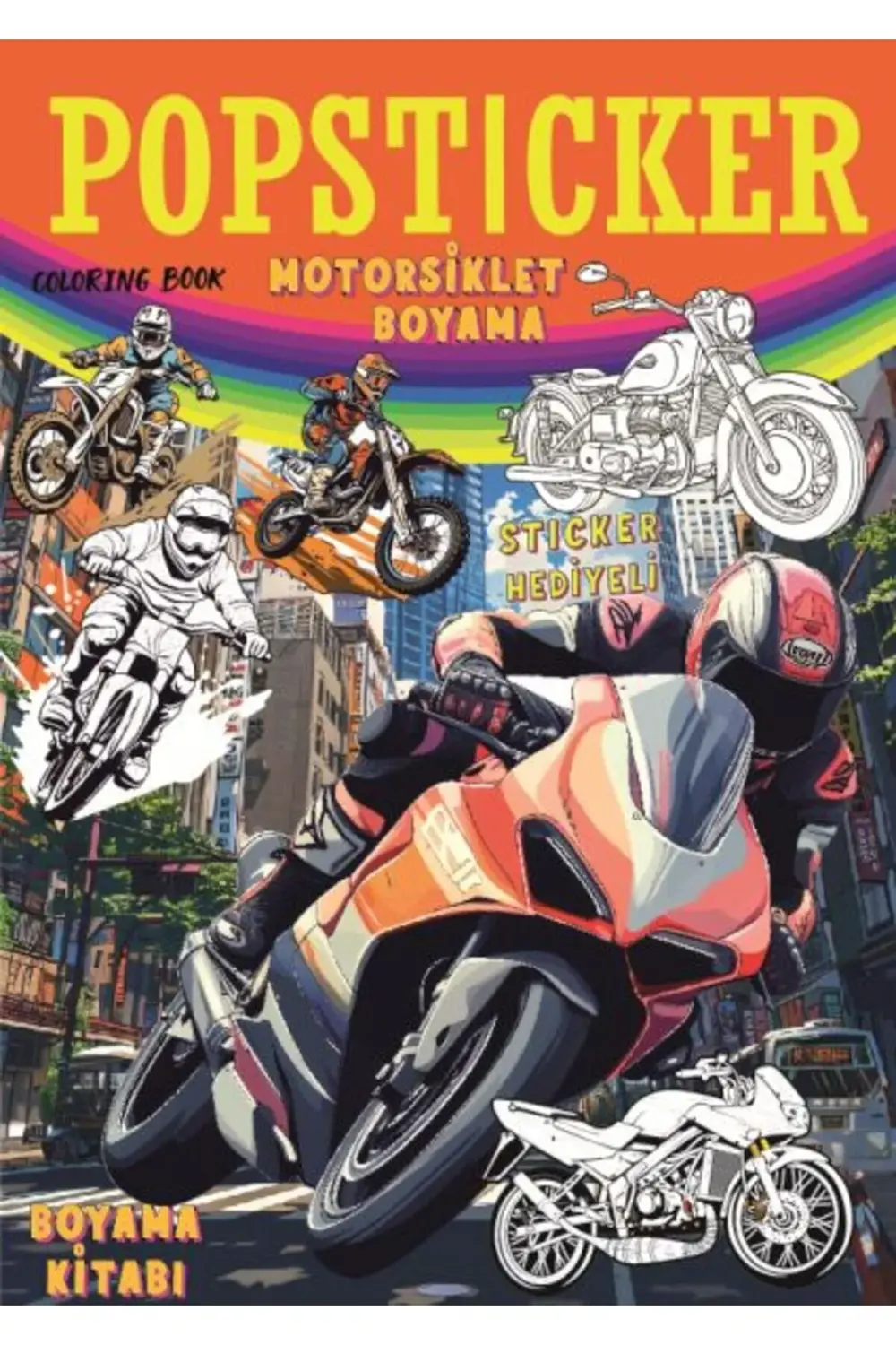 Motorsiklet Boyama Kitabı Popsticker