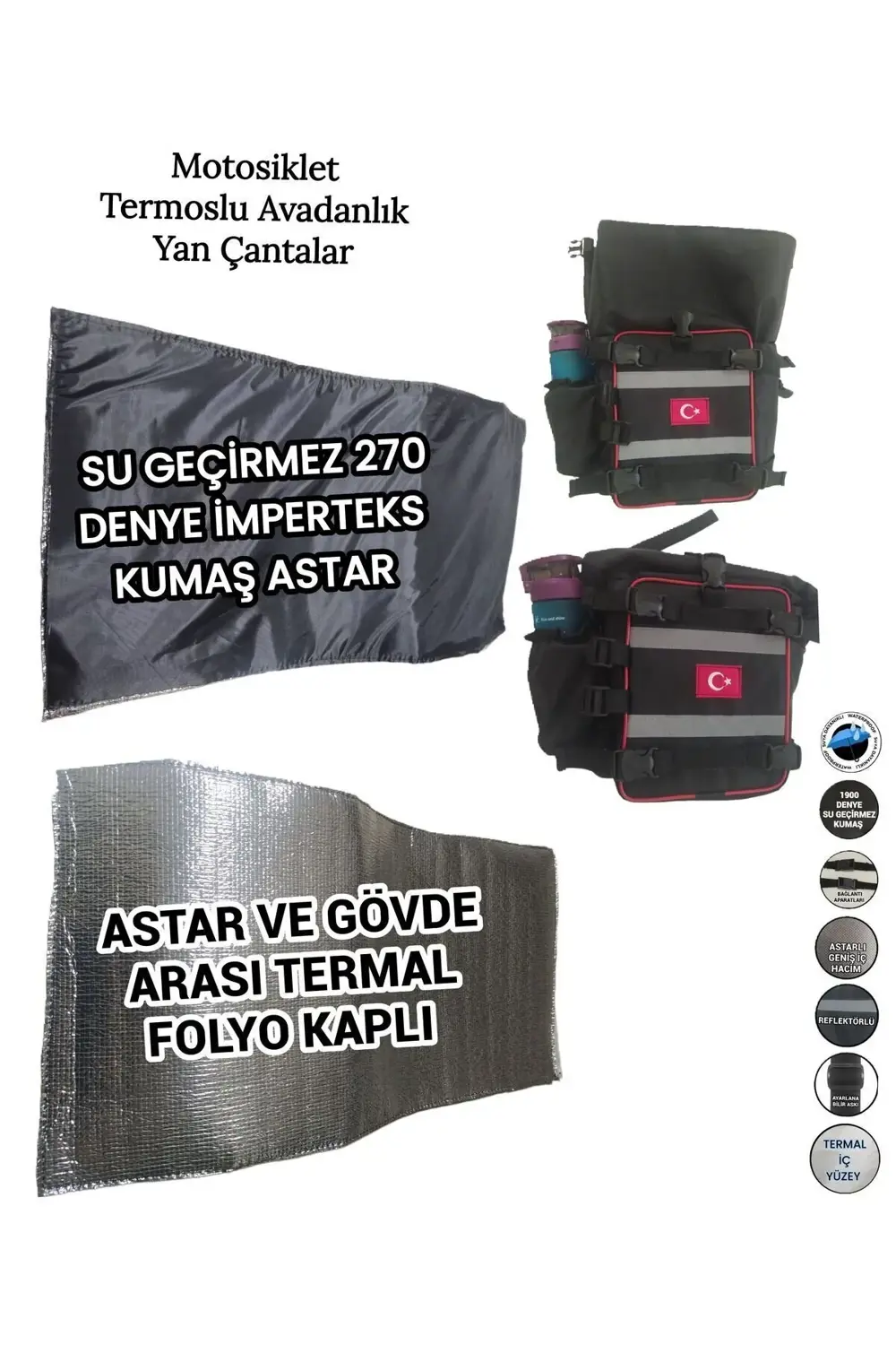 MOTORSİKLET KORUMA DEMİRİ DİKDÖRTGEN AVADANLIK TERMOSLU YAN ÇANTA