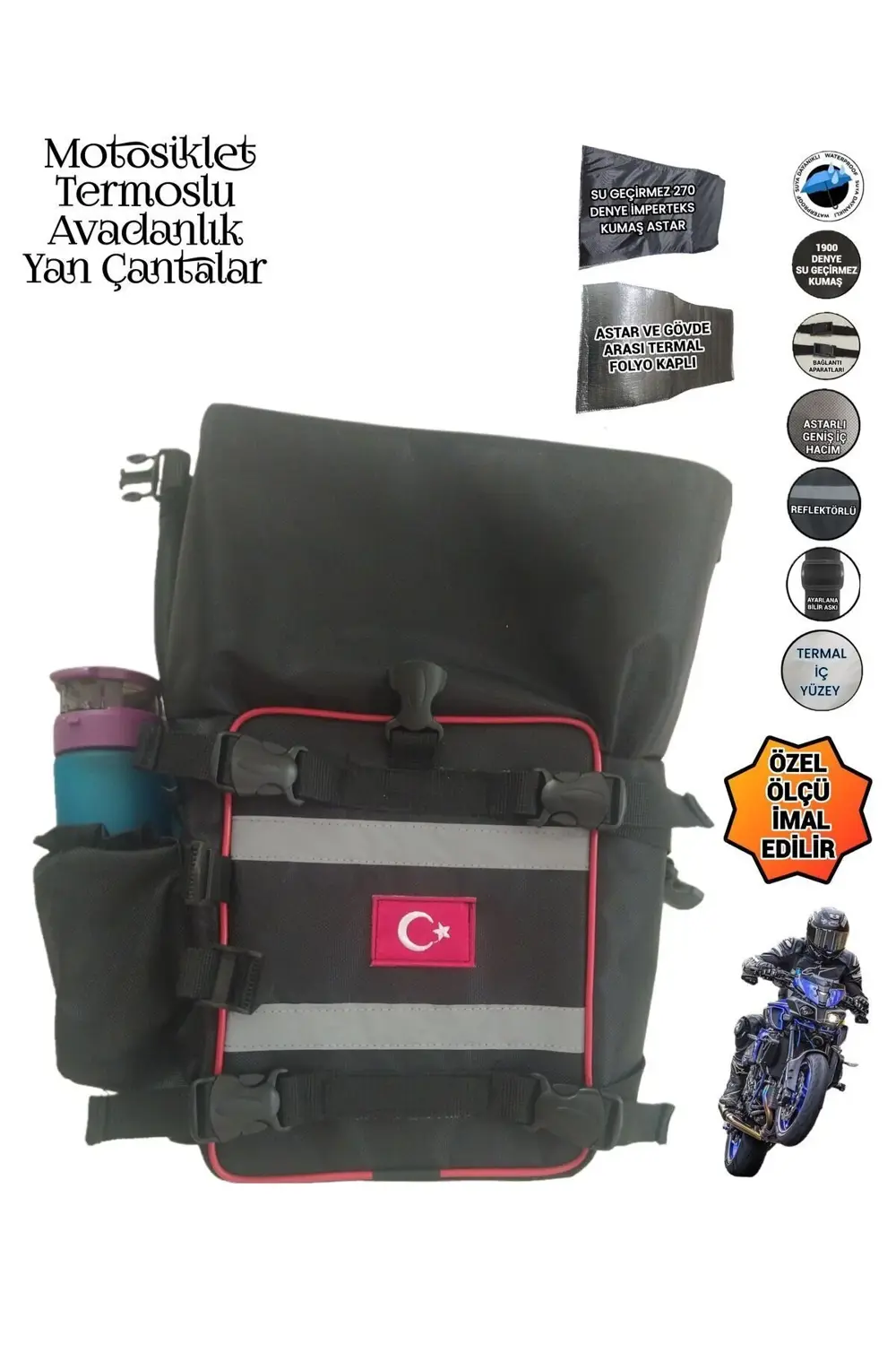 MOTORSİKLET KORUMA DEMİRİ DİKDÖRTGEN AVADANLIK TERMOSLU YAN ÇANTA