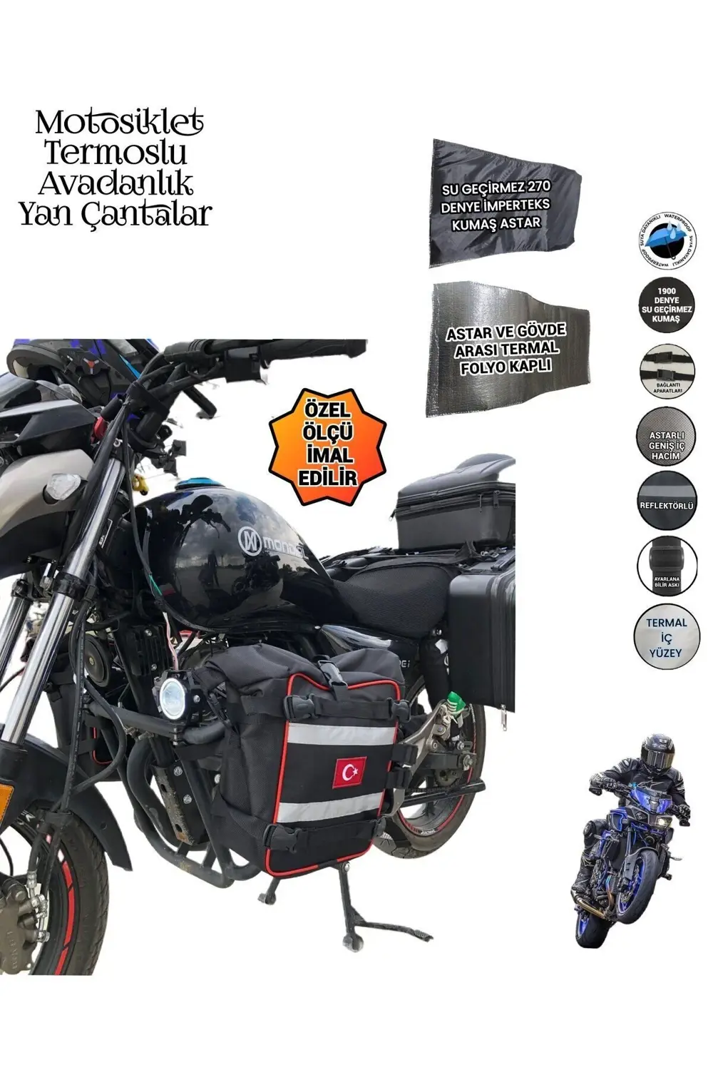 MOTORSİKLET KORUMA DEMİRİ DİKDÖRTGEN AVADANLIK TERMOSLU YAN ÇANTA