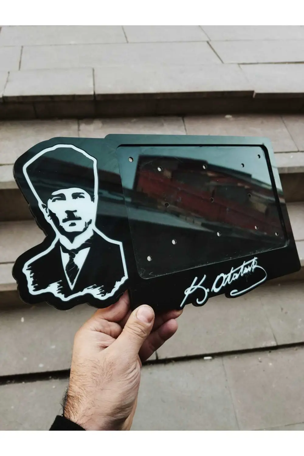 Motorsiklet Plakalık Atatürk Lazer kesim Full pleksi