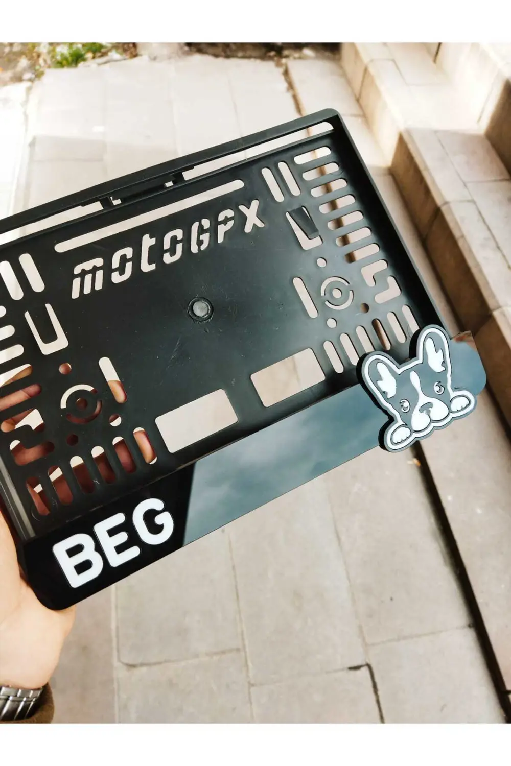 Motorsiklet Plakalık French Bulldog Lazer Kesim Pleksi | motor pl