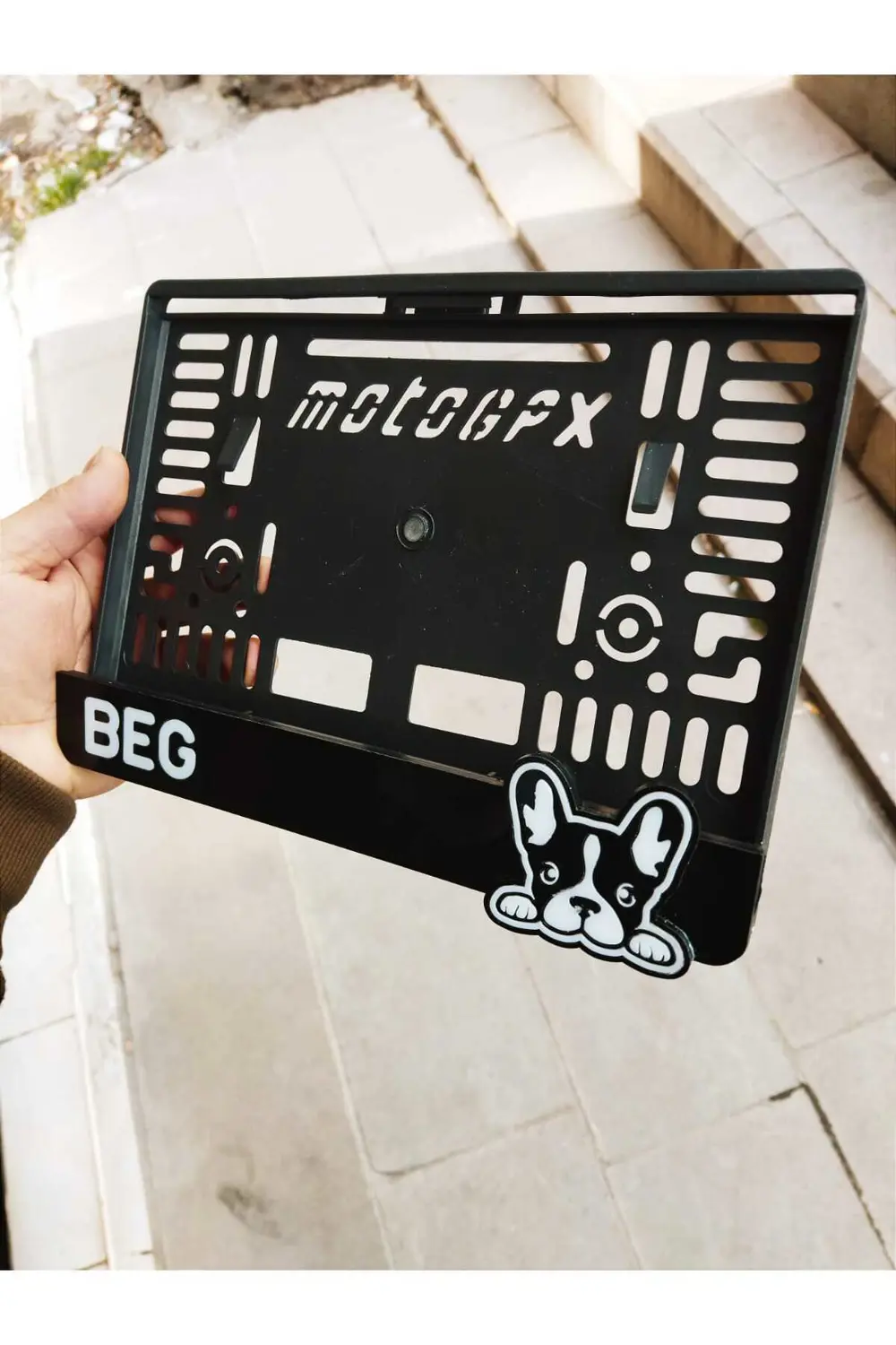 Motorsiklet Plakalık French Bulldog Lazer Kesim Pleksi | motor pl