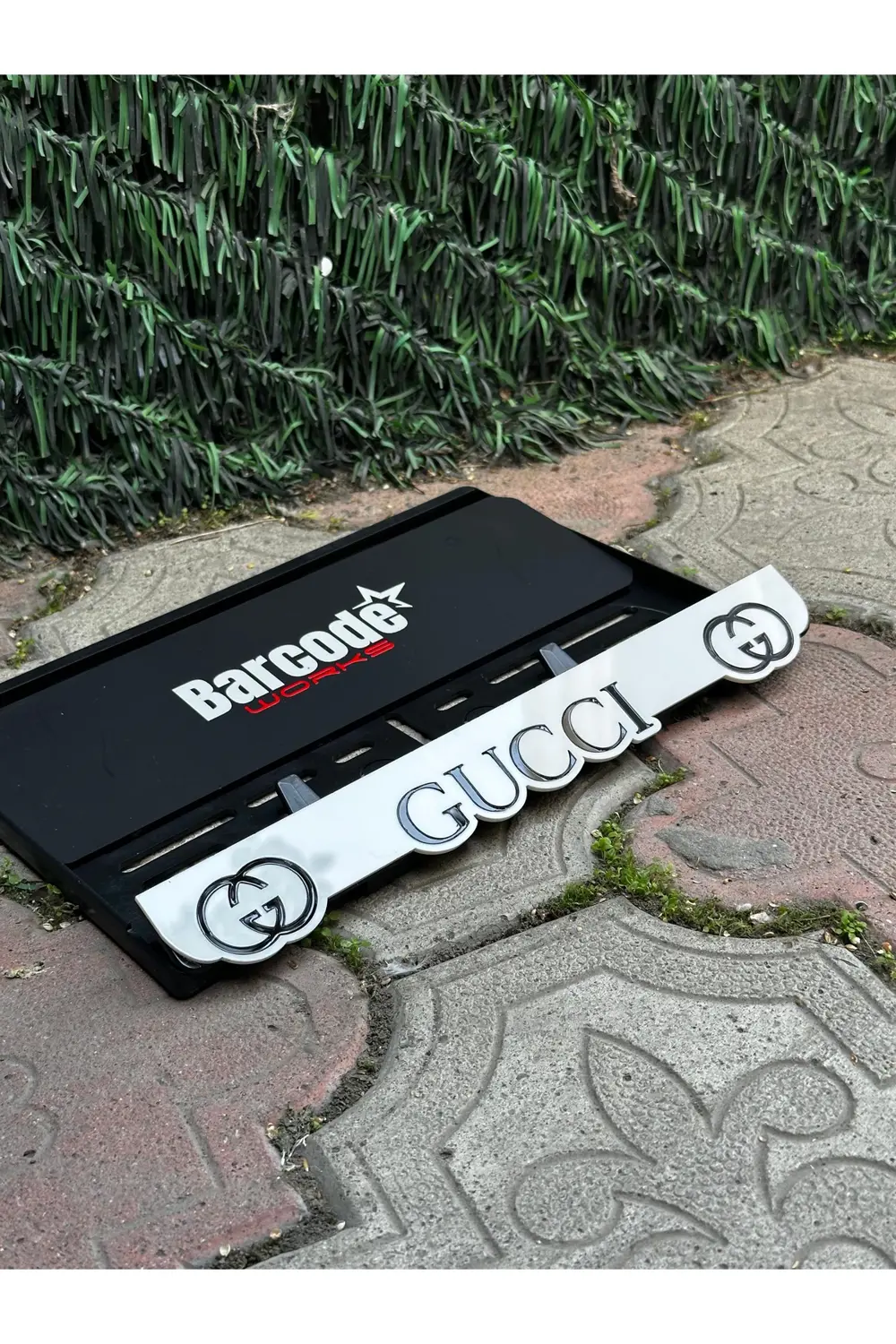 Motorsiklet Plakalık Guccci Model Beyaz