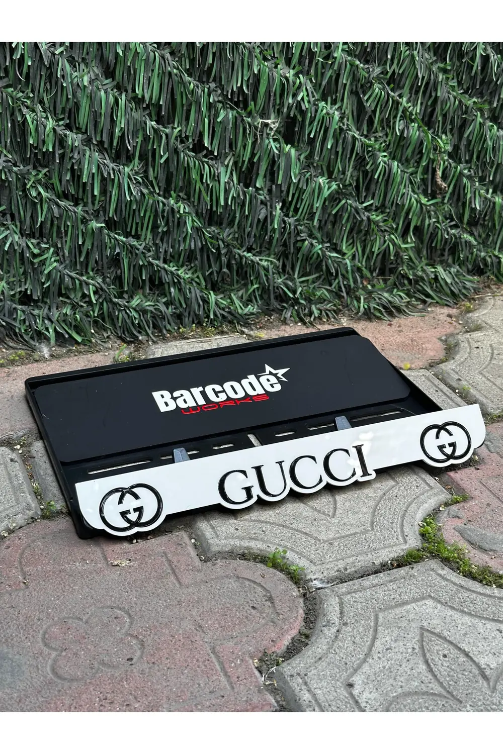 Motorsiklet Plakalık Guccci Model Beyaz