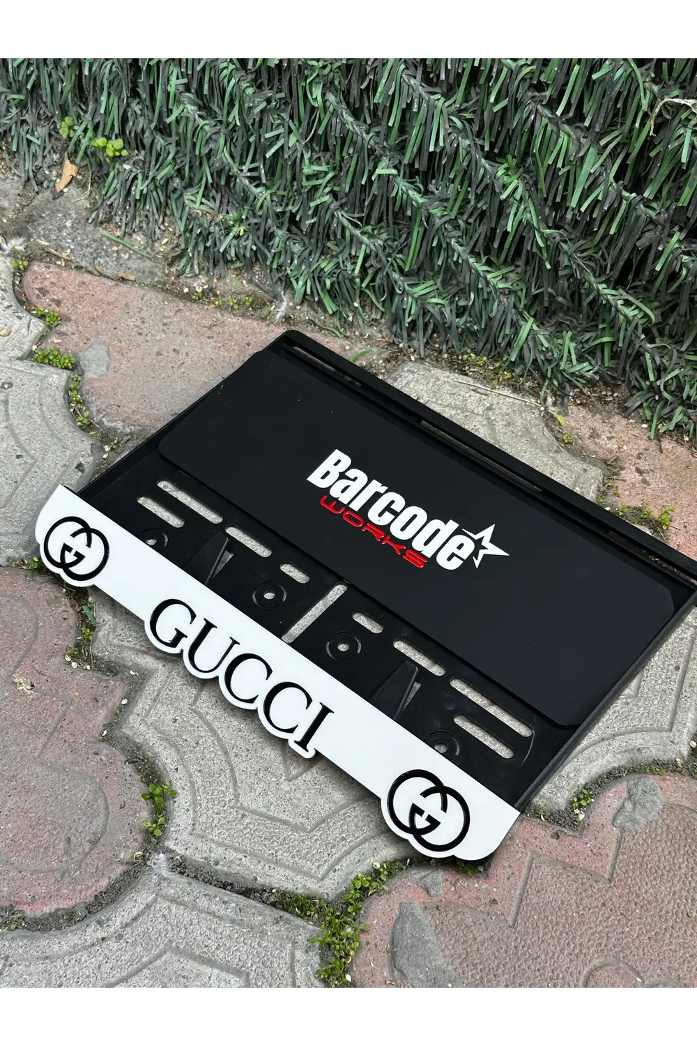 Motorsiklet Plakalık Guccci Model Beyaz