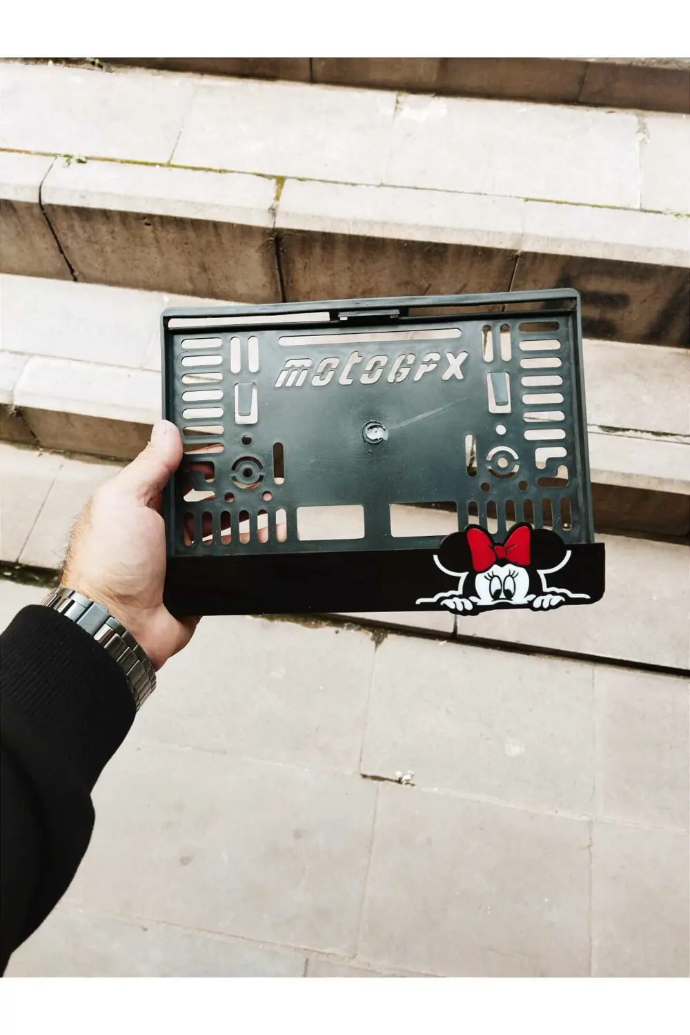 Motorsiklet Plakalık Lazer Kesim Pleksi Mıcky Mouse plakalık | ki