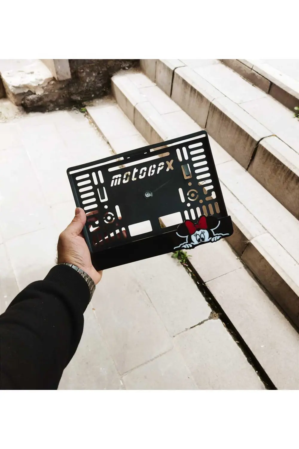 Motorsiklet Plakalık Lazer Kesim Pleksi Mıcky Mouse plakalık | ki