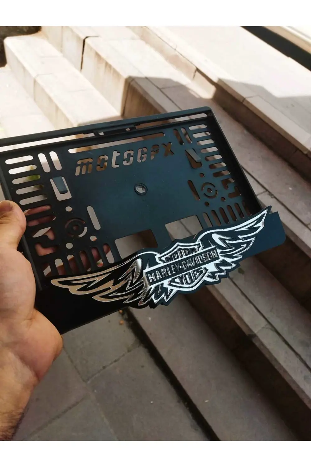 Motorsiklet Uyumlu Plakalık HRLY dvdsn Lazer Kesim Pleksi plakalı