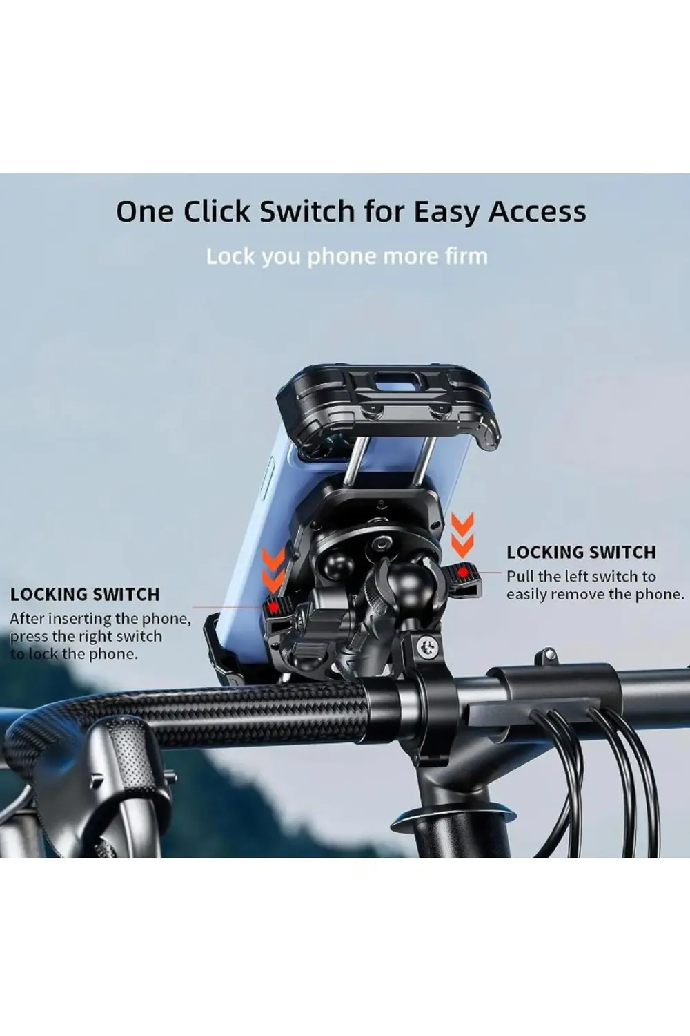 Motosiklet 360 Derece Profesyonel Telefon Tutucu Gidon Uyumlu Tit