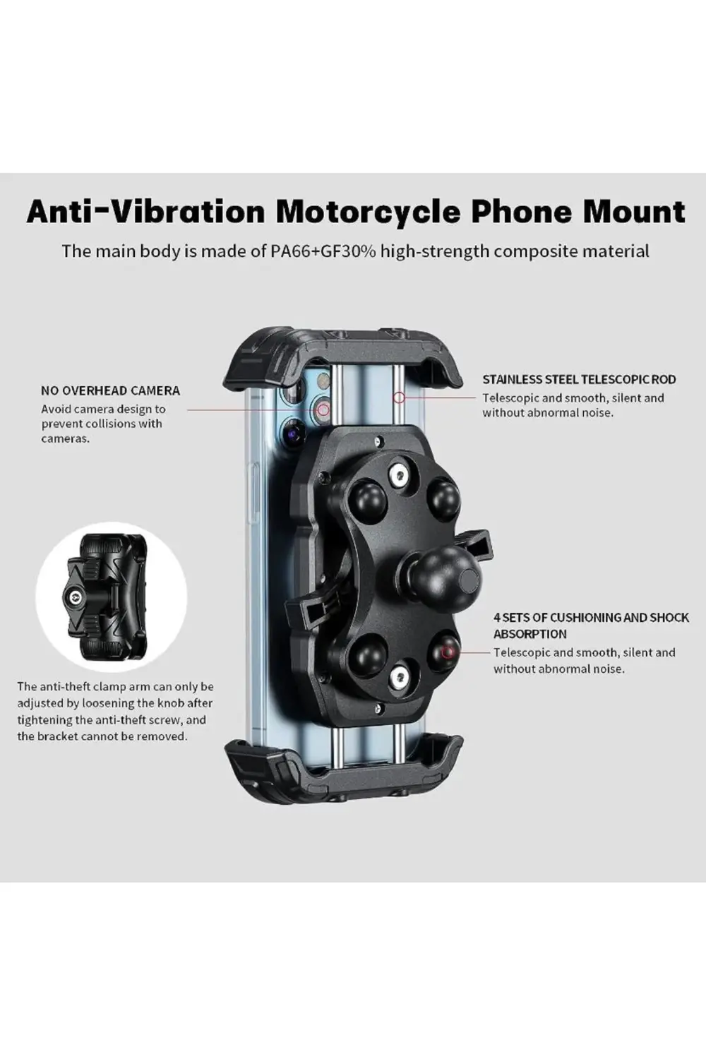 Motosiklet 360 Derece Profesyonel Telefon Tutucu Gidon Uyumlu Tit