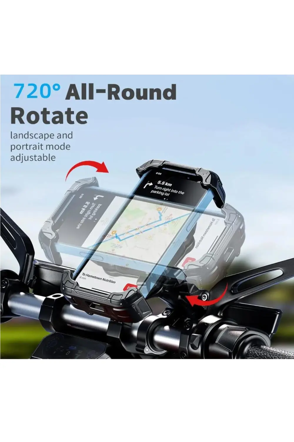 Motosiklet 360 Derece Profesyonel Telefon Tutucu Gidon Uyumlu Tit