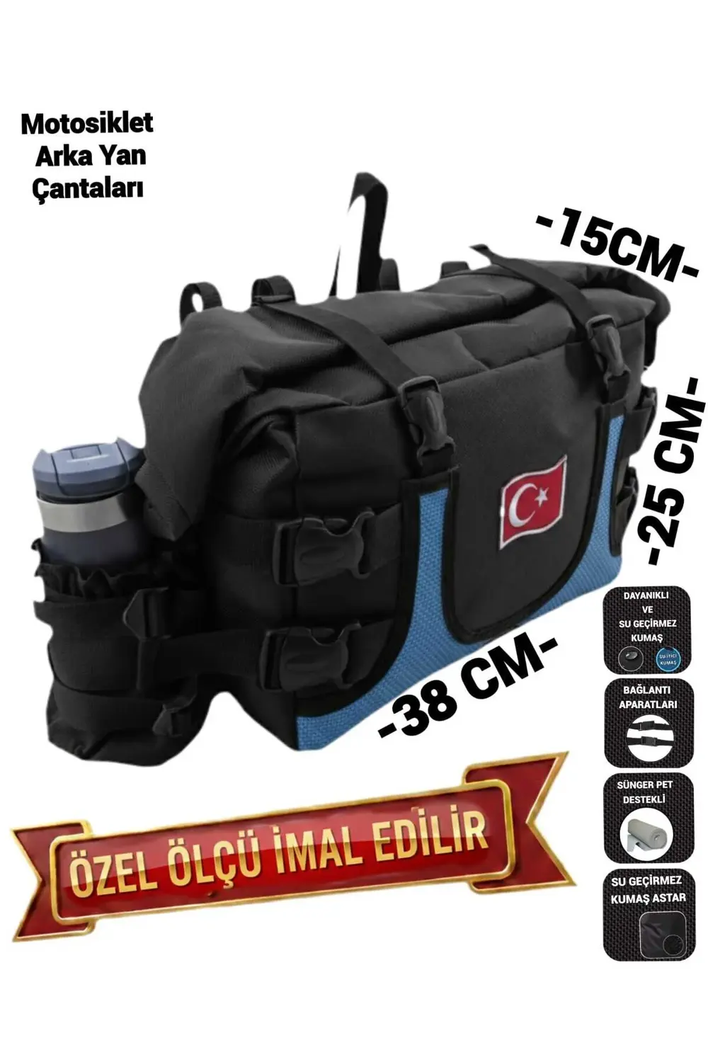 MOTOSİKLET ARKA YAN AVADANLIK ÇANTALARI MAVİ