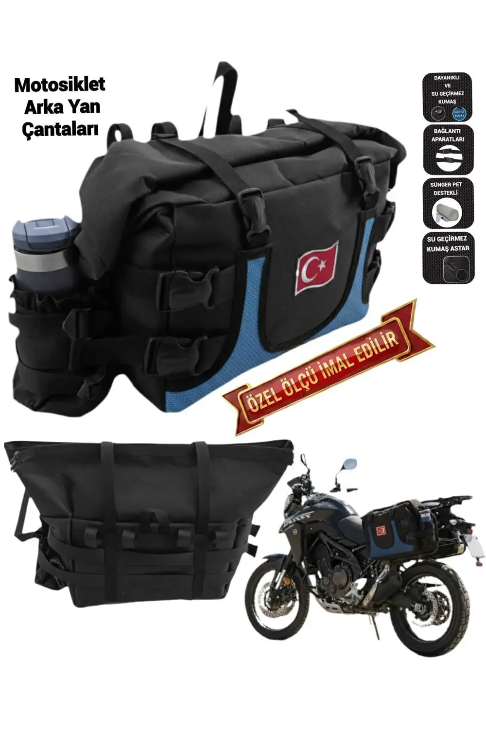 MOTOSİKLET ARKA YAN AVADANLIK ÇANTALARI MAVİ