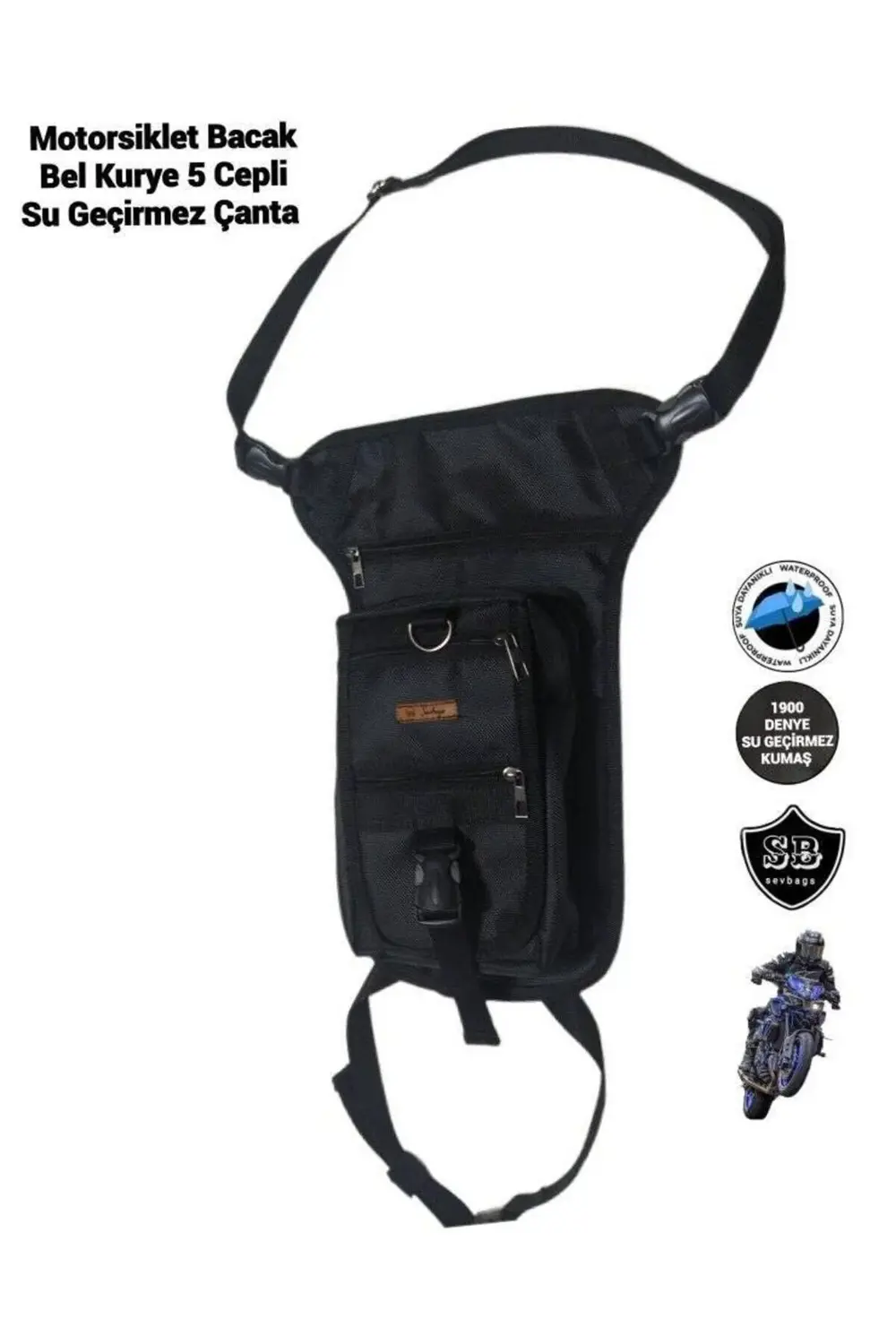 Motosiklet Bacak Bel Kurye Su Geçirmez 5 Gözlü Çanta