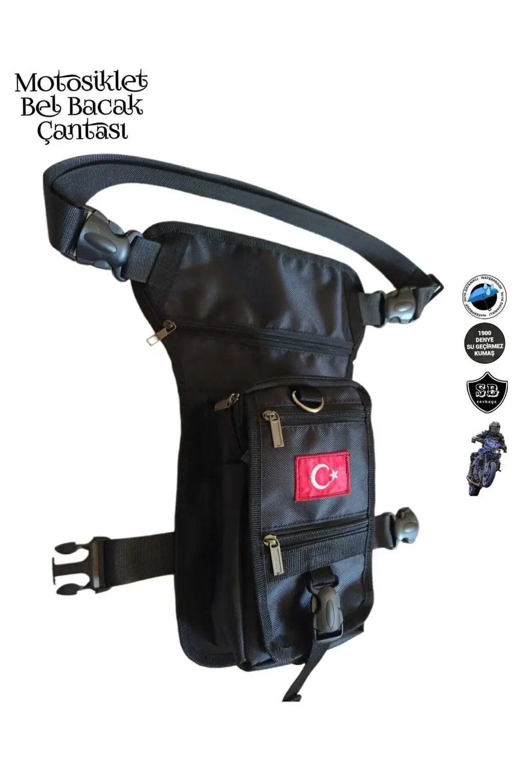 MOTOSİKLET BEL BACAK ÇANTASI 6 GÖZLÜ