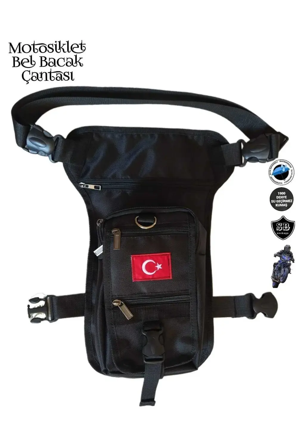 MOTOSİKLET BEL BACAK ÇANTASI 6 GÖZLÜ