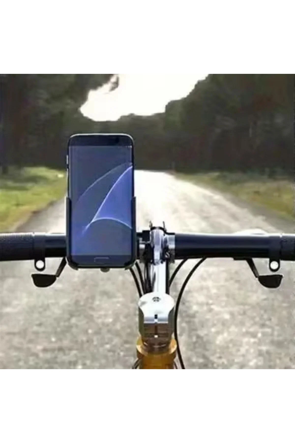 Motosiklet Gidon Telefon Tutucu–360° Döner, Kaymaz Sabitleme Sistemli, Sarsıntı Önleyici Telefon Tut