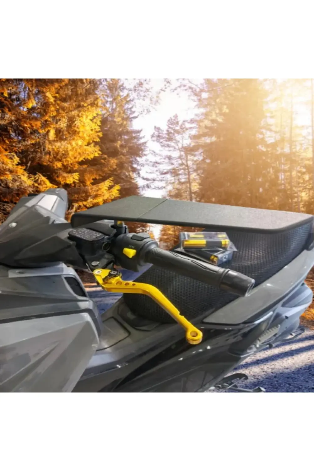 Motosiklet Gidon Ucu Cnc Kesim Mat Siyah Geniş Mavi Cam Ayna