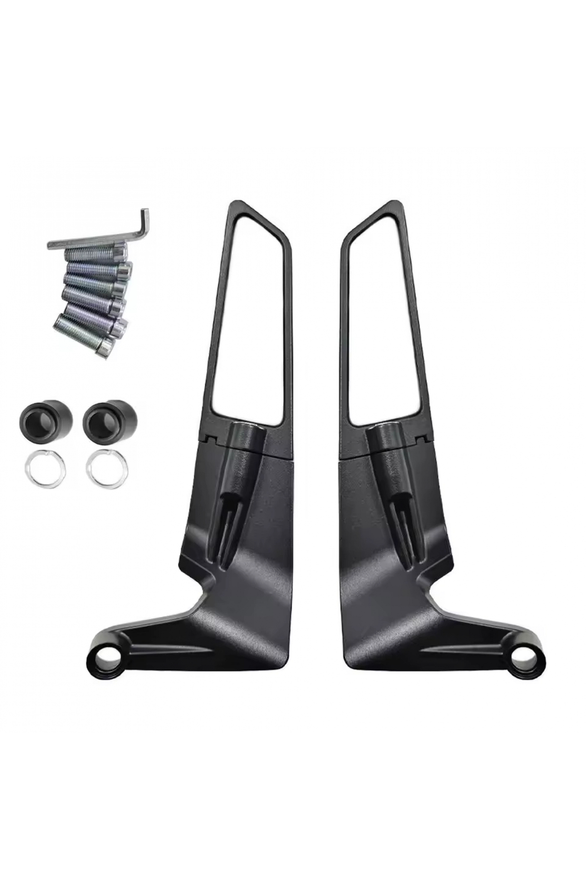 Motosiklet Gidon Ucu Cnc Kesim Mat Siyah Geniş Mavi Cam Ayna