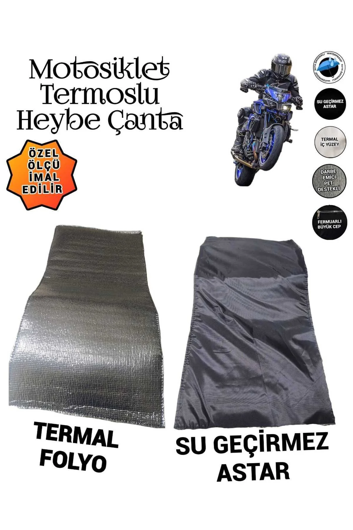 MOTOSİKLET HEYBE ÇANTASI TERMAL TERMOSLU CEPLİ SİYAH