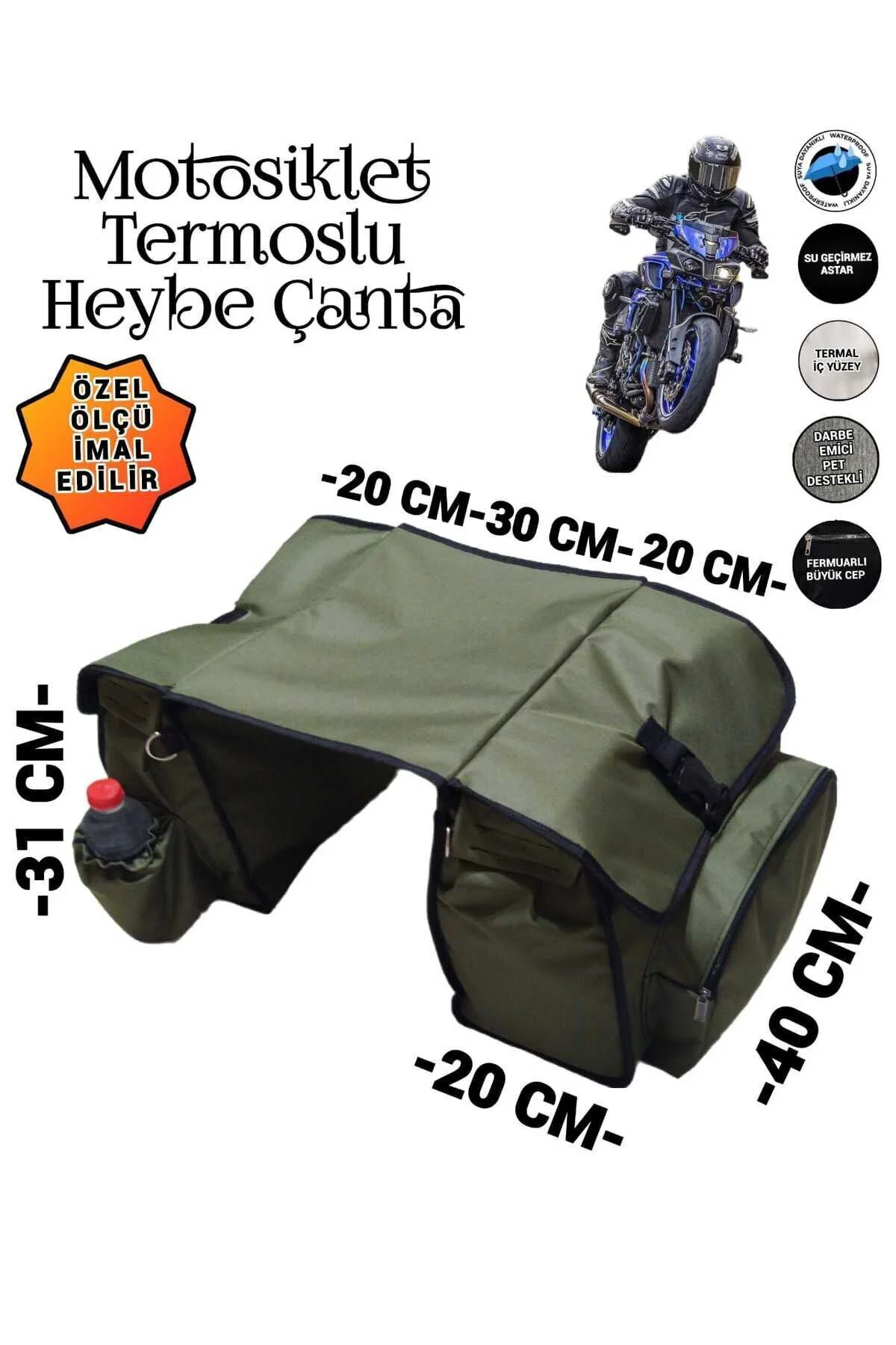 MOTOSİKLET HEYBE ÇANTASI TERMAL TERMOSLU CEPLİ