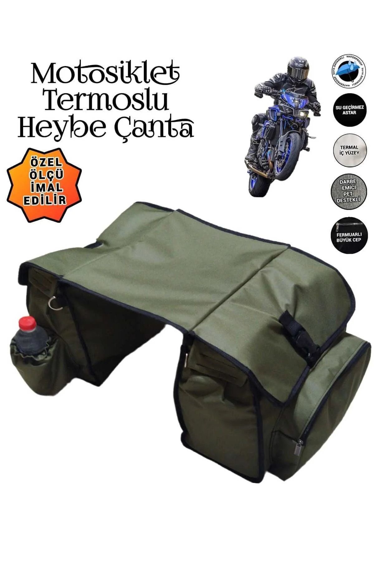 MOTOSİKLET HEYBE ÇANTASI TERMAL TERMOSLU CEPLİ