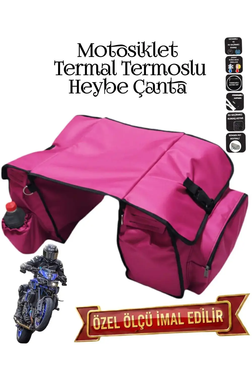 MOTOSİKLET HEYBE ÇANTASI TERMAL TERMOSLU CEPLİ MOR