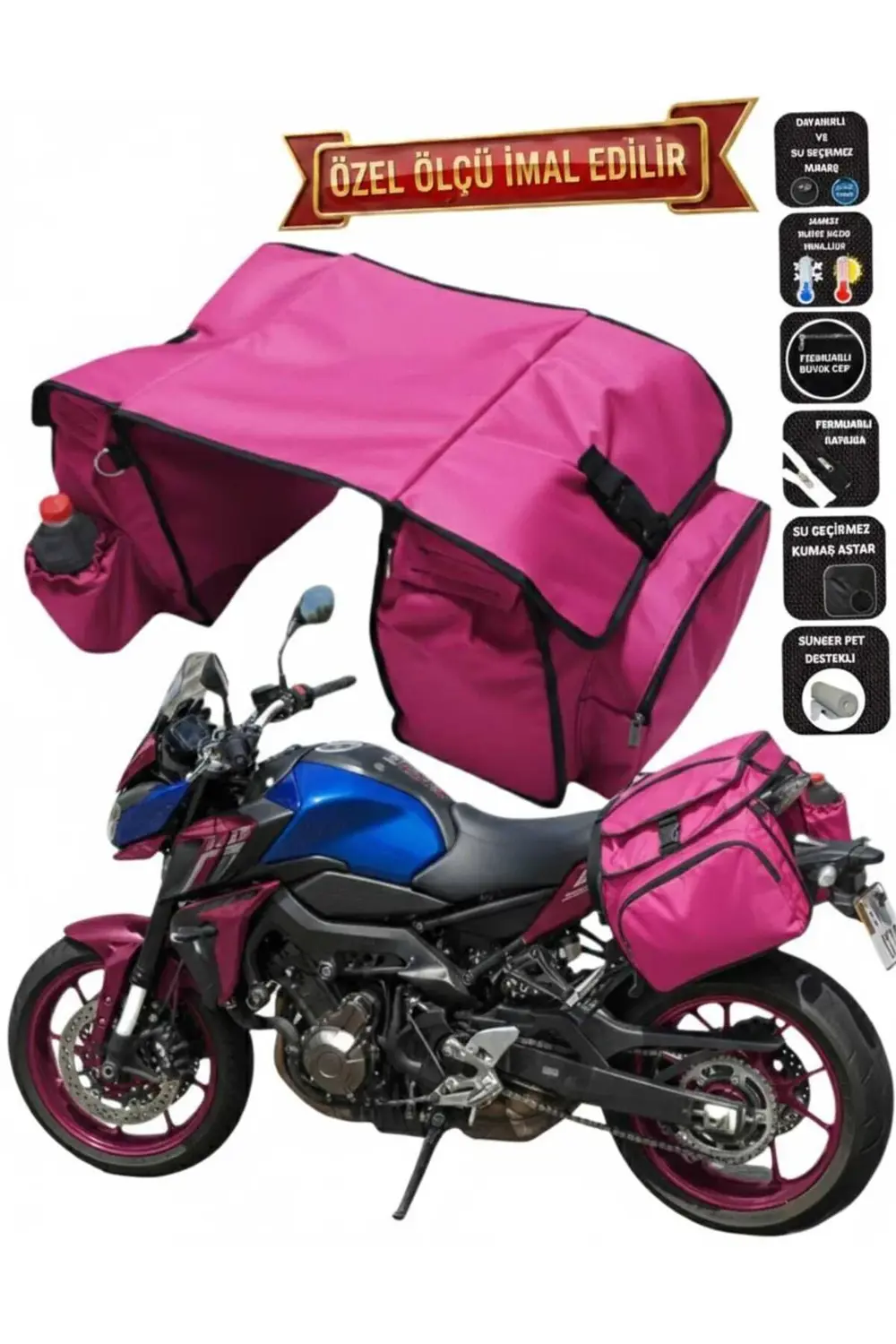 MOTOSİKLET HEYBE ÇANTASI TERMAL TERMOSLU CEPLİ MOR