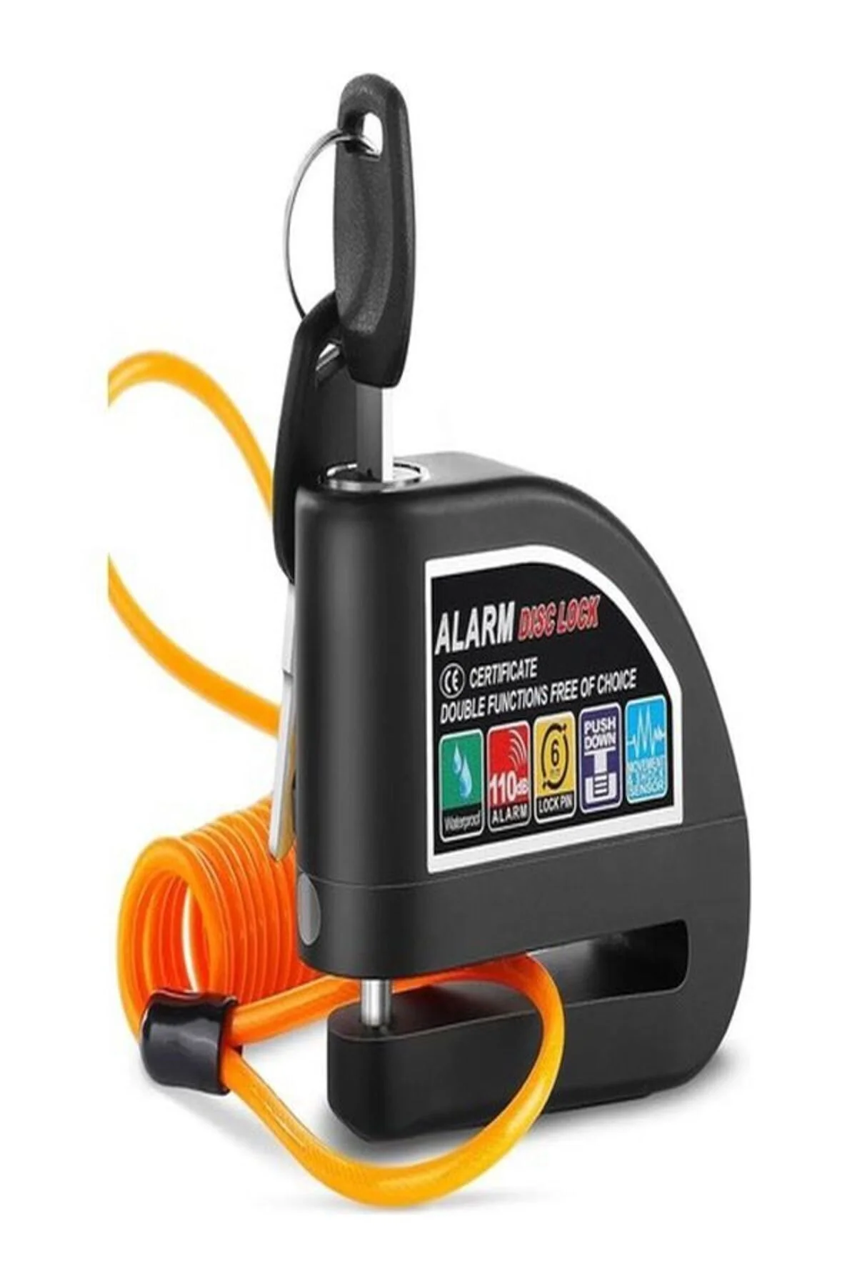 Motosiklet için su geçirmez 110db alarmlı halatlı disk kilidi motor kilit Lüzumlu