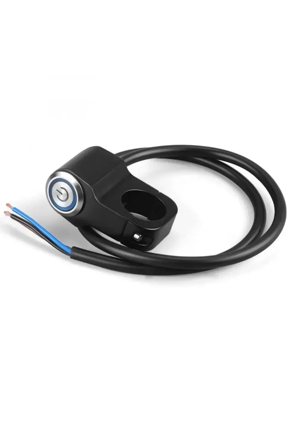 Motosiklet Işıklı Sis Far Düğmesi Gidon Bağlantılı Aliminyum Siya