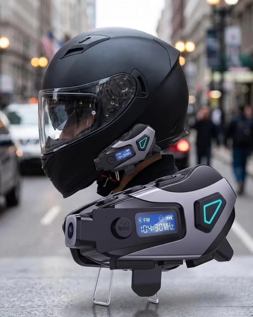Motosiklet Kask Bluetooth Kulaklık ve Kamera - Sesli Komutlu Uzun Pil Ömrü ve Su Geçirmez Özellik