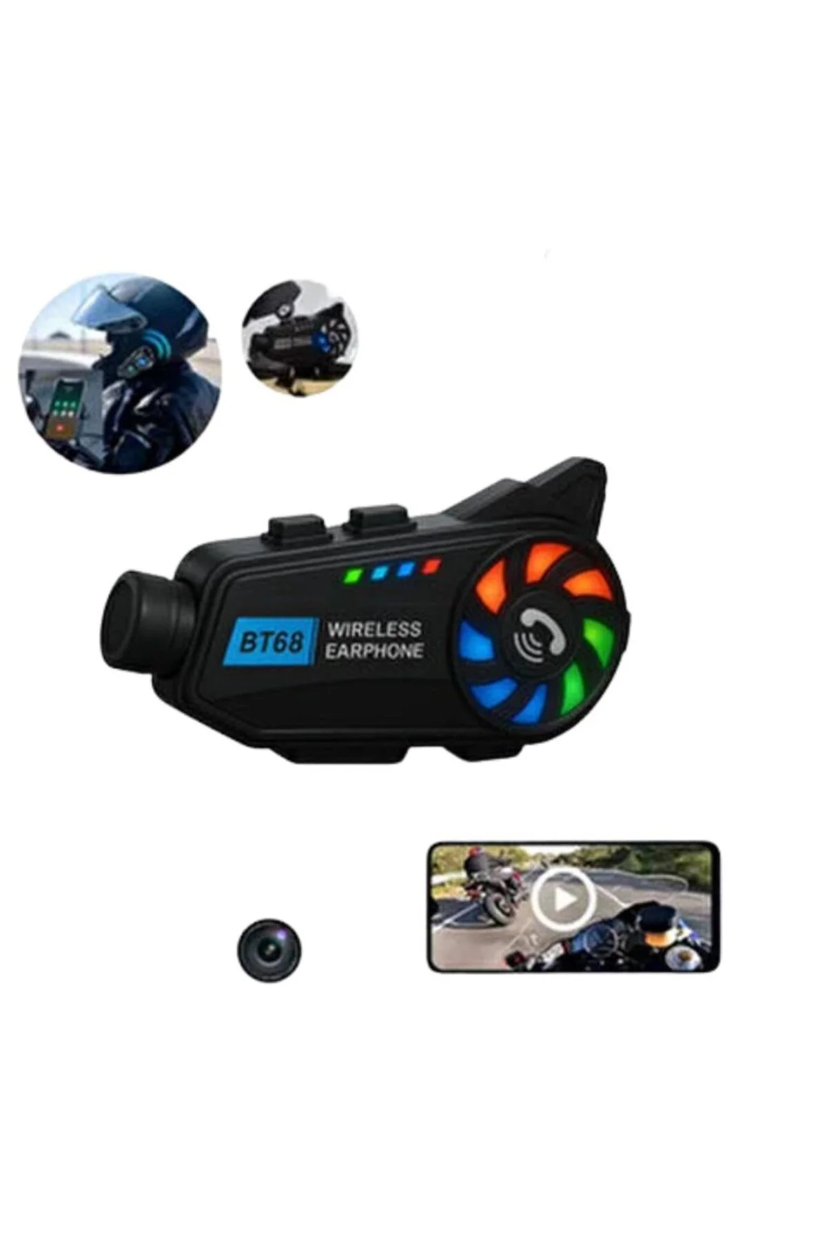 Motosiklet Kask Kamera Sistemi Gece Görüş Destekli Bluetooth ve U