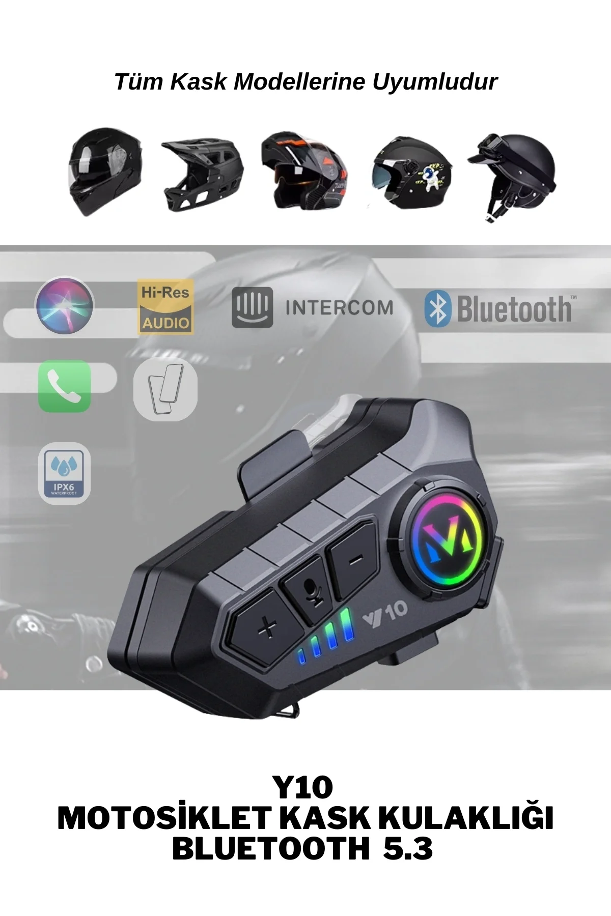 Motosiklet kask kulaklık Bluetooth 5.3 destekli intercom 2 yıl garantili Süresi Kategorisi