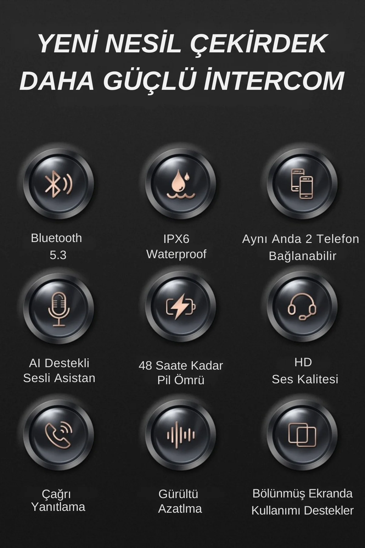 Motosiklet kask kulaklık Bluetooth 5.3 destekli intercom 2 yıl garantili Süresi Kategorisi
