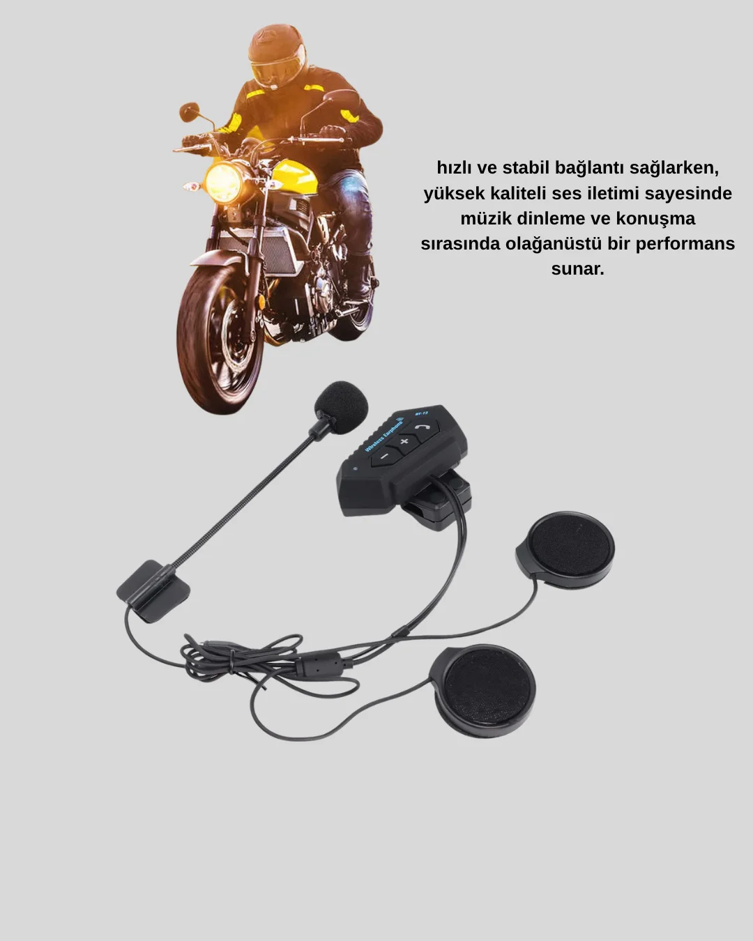 Motosiklet Kaskı İçin Bluetooth Kulaklık – Kablosuz, Mikrofonlu, Gürültü Azaltmalı BT22