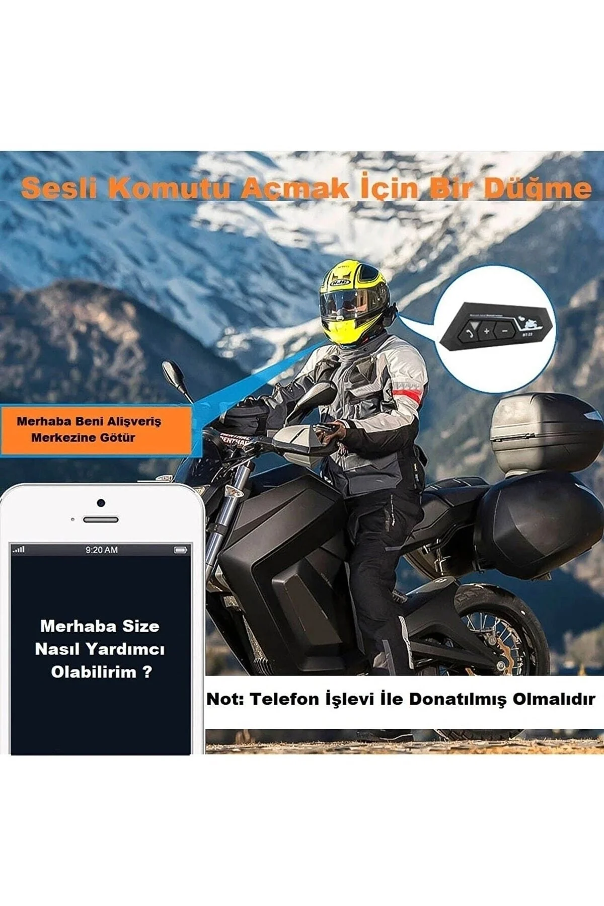 Motosiklet Kaskı için Şarj Edilebilir Bluetooth Intercom Kulaklığı ve Mikrofon Seti