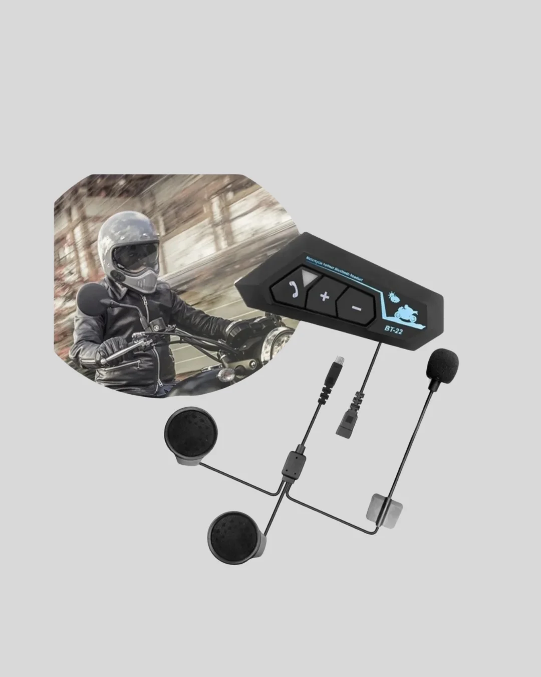 Motosiklet Kaskı İçin Bluetooth Kulaklık – Kablosuz, Mikrofonlu, Gürültü Azaltmalı BT22