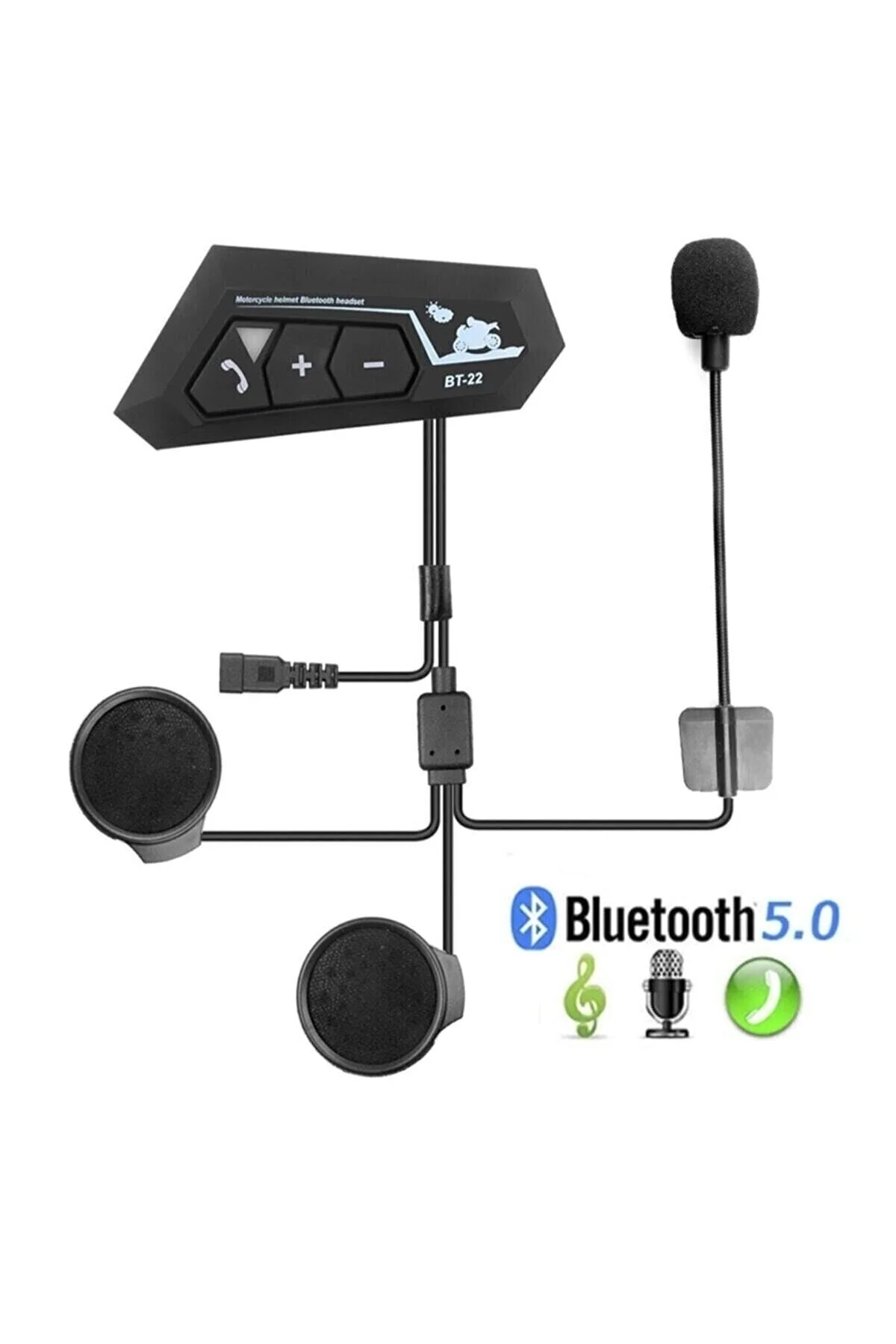 Motosiklet Kaskı için Şarj Edilebilir Bluetooth Intercom Kulaklığı ve Mikrofon Seti