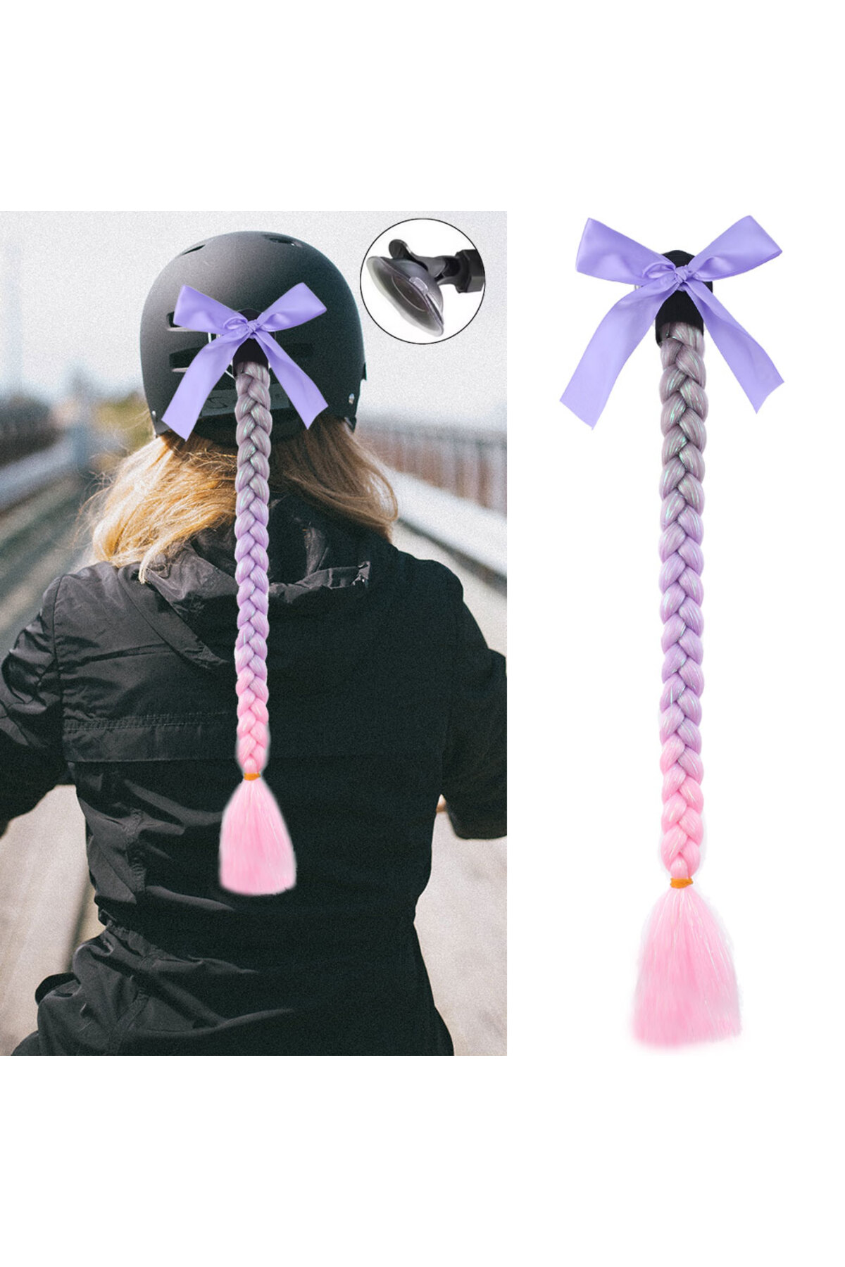 Amc Motosiklet Kaskı Simli Örgülü At Kuyruğu / Acm06s