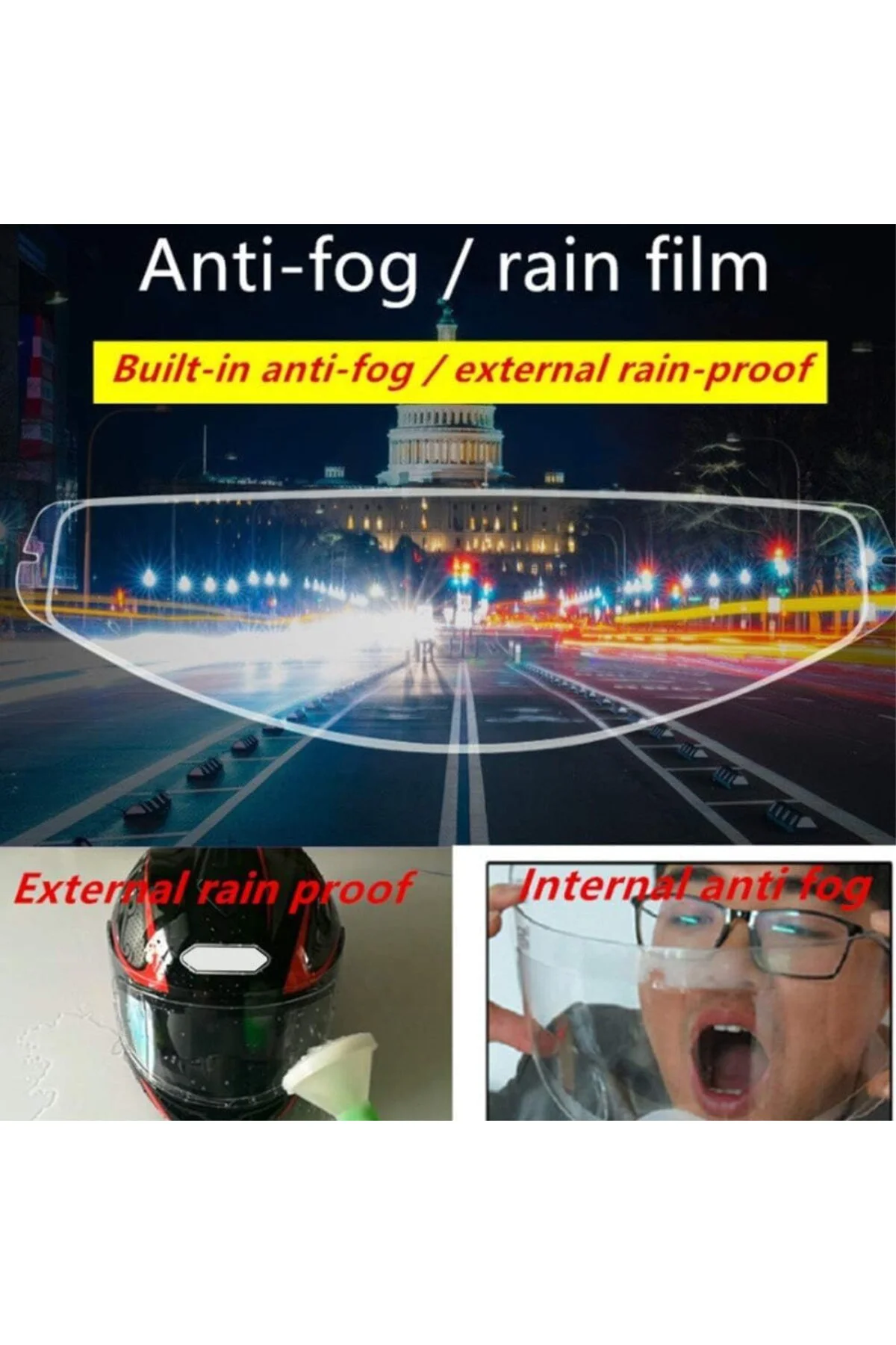Motosiklet Kaskı Yağmur Kaydırıcı Film, Anti Sis ve Su Geçirmez K