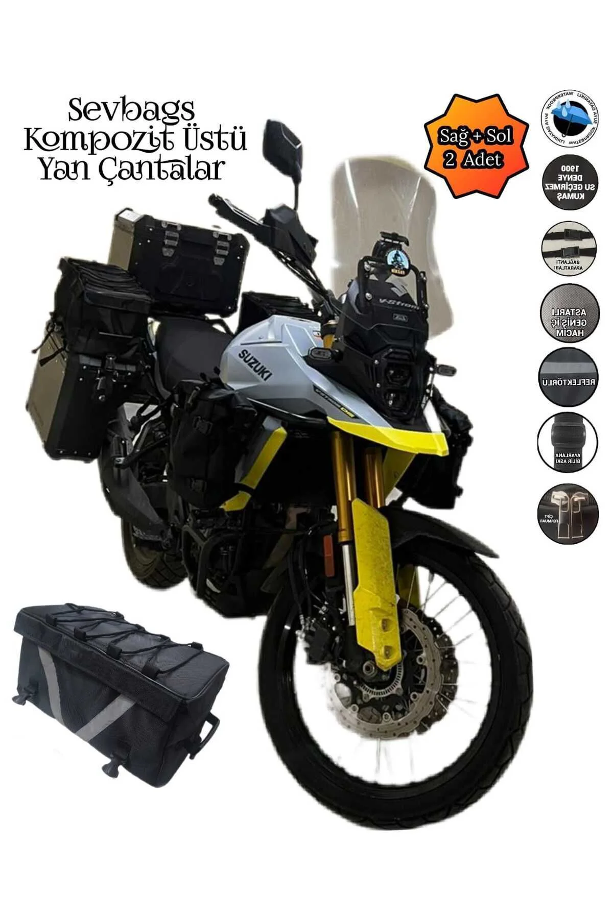 Motosiklet Kompozit Üstü Yan Çantalar Sağ Sol Iki Adet