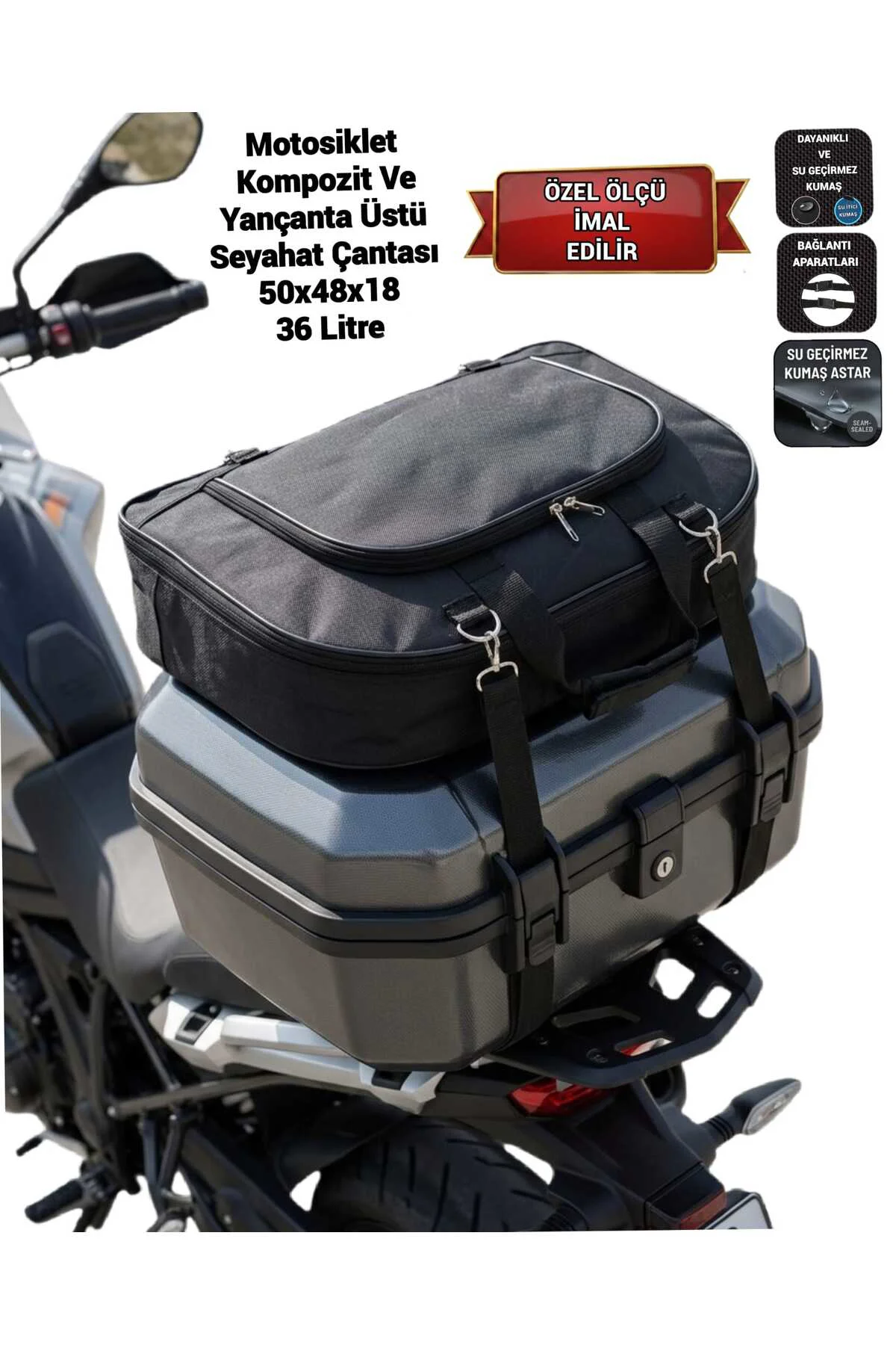 MOTOSİKLET KOMPOZİT VE YAN ÇANTA ÜSTÜ SEYAHAT ÇANTASI