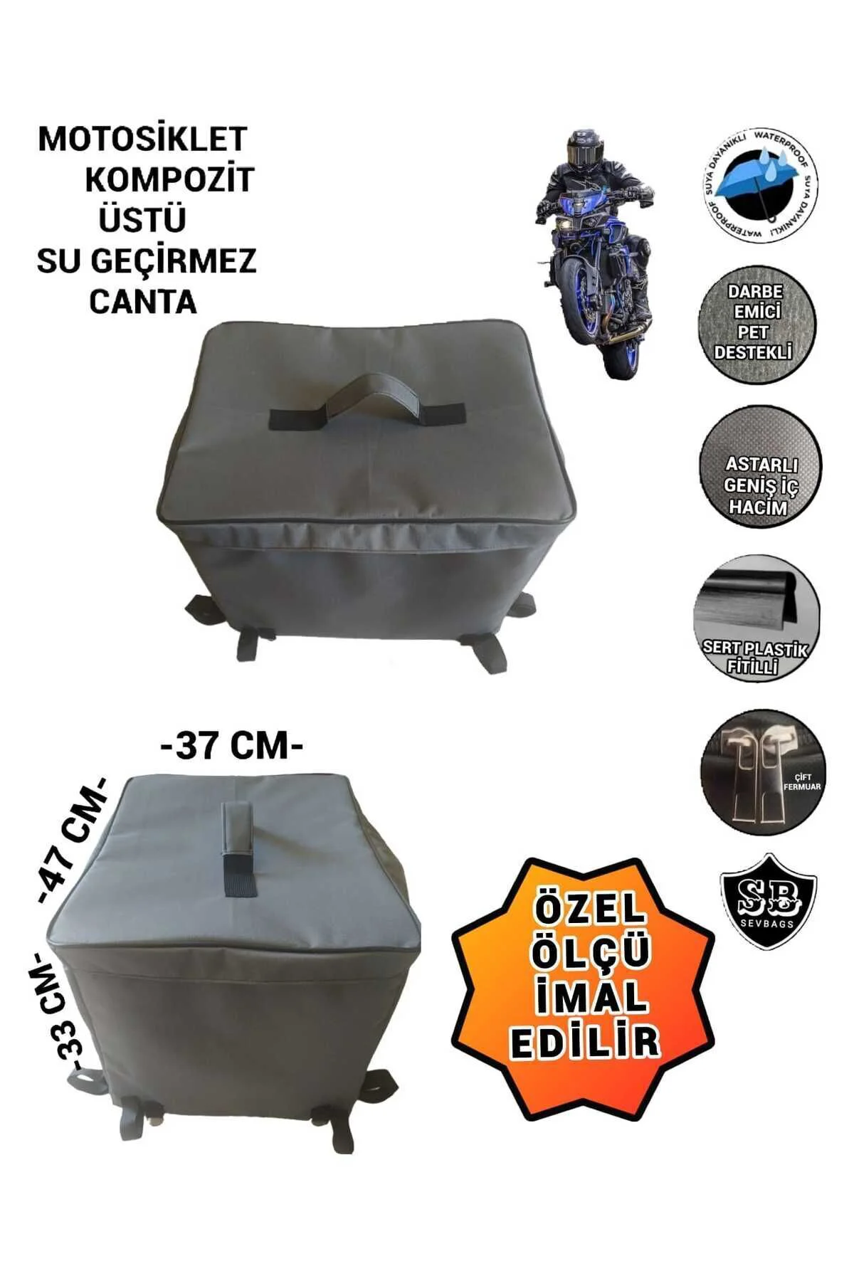 Motosiklet Kompozit Universal Alüminyum Kasa Üstü Su Gecirmez Giz