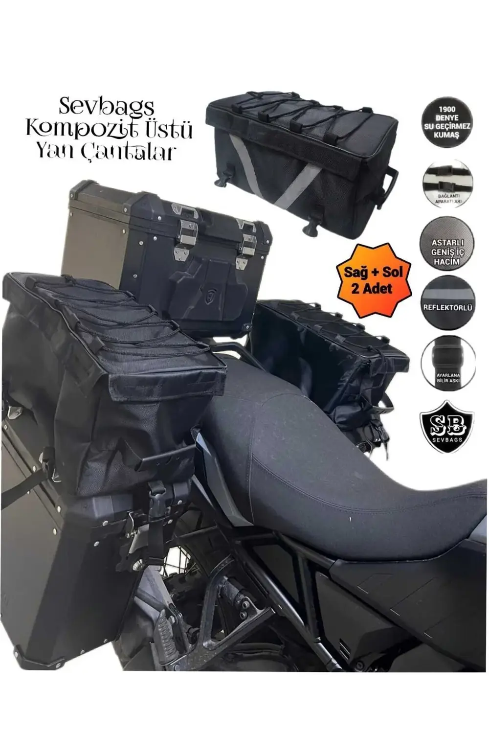 Motosiklet Kompozit Üstü Yan Çantalar Sağ Sol Iki Adet