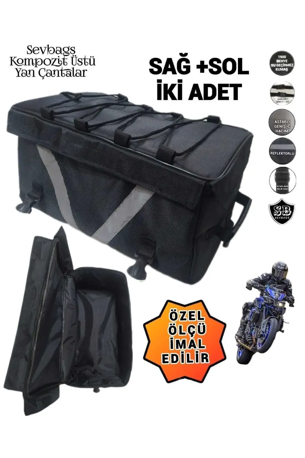 Motosiklet Kompozit Üstü Yan Çantalar Sağ Sol Iki Adet