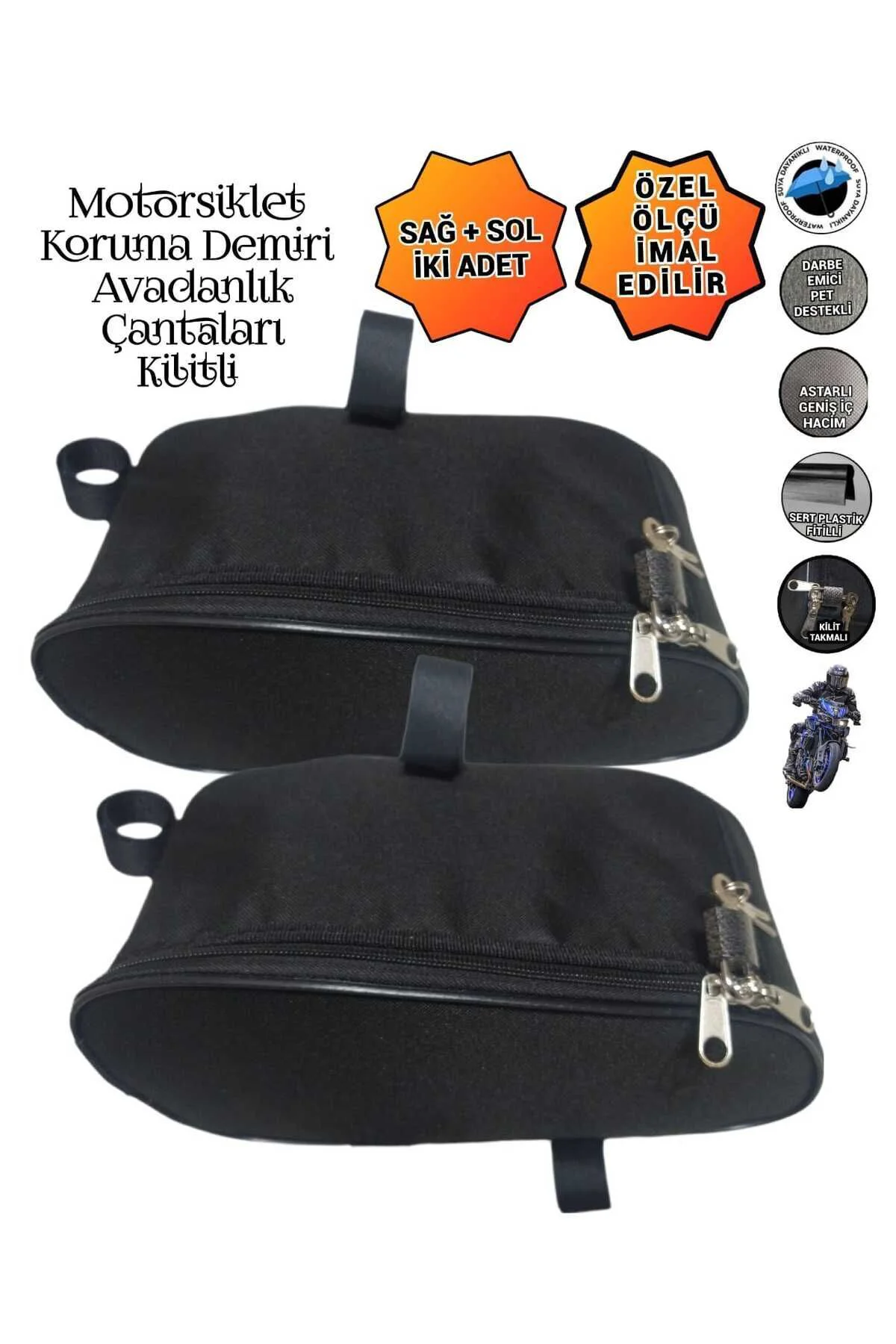 Motosiklet Koruma Demiri Çantaları Yan Avadanlık Kilitli 32cm