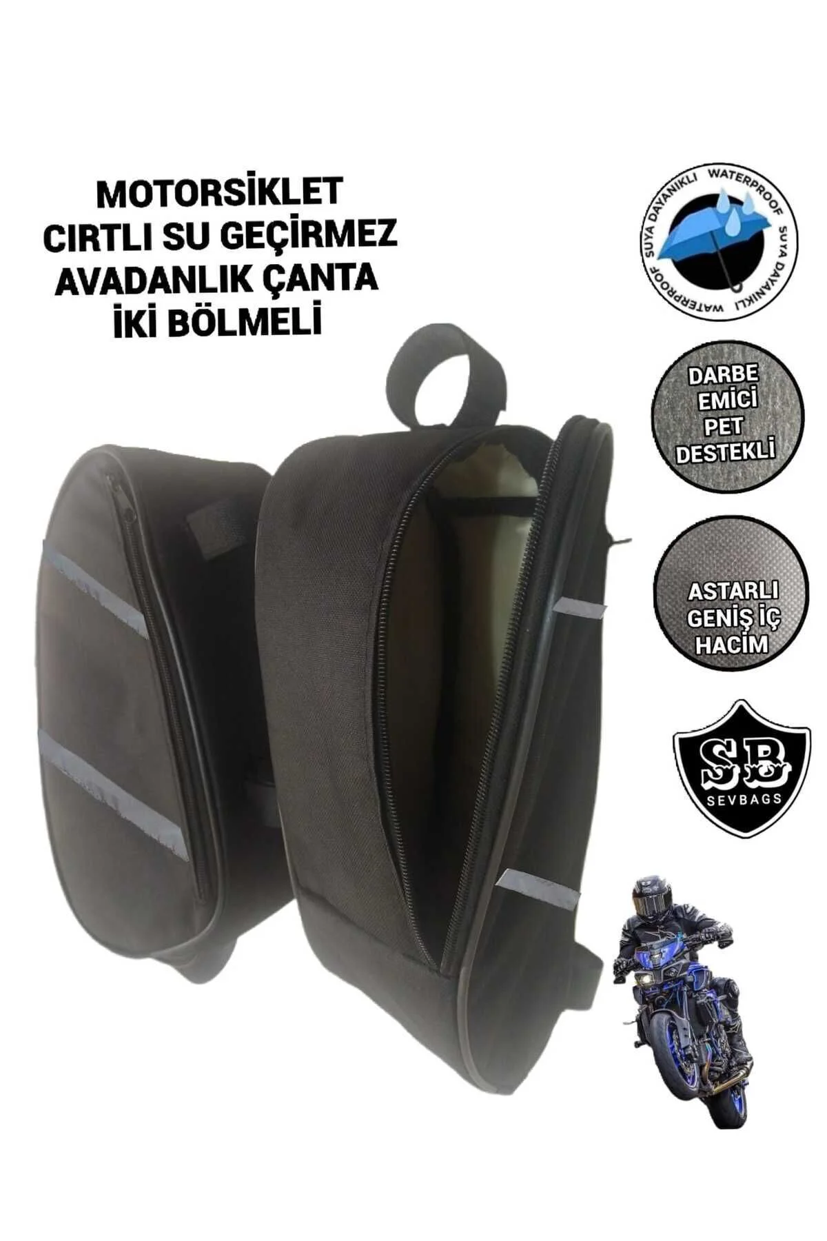 Motosiklet Koruma Demiri Çantaları Yan Avadanlık Reflektörlü 40cm