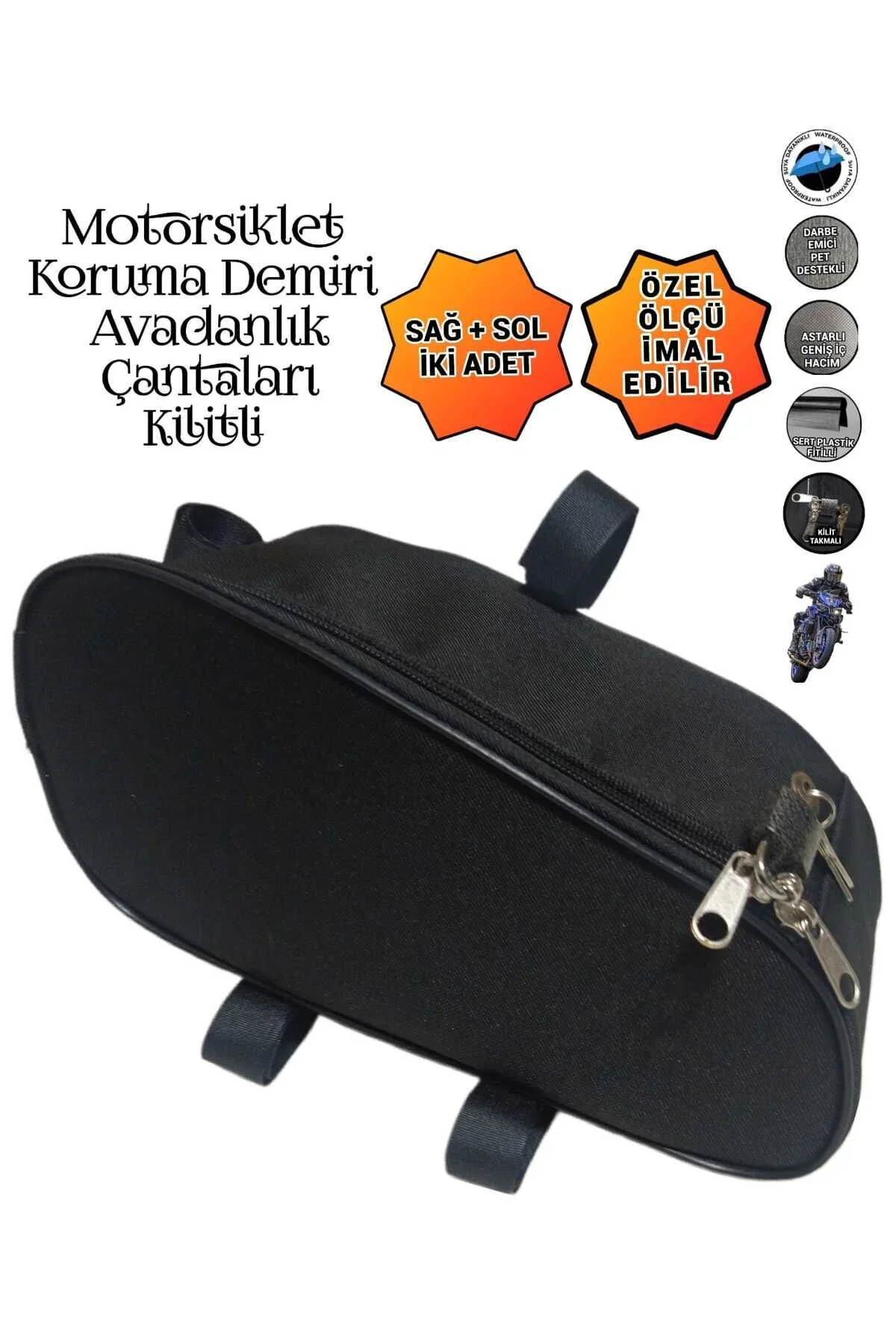 Motosiklet Koruma Demiri Çantaları Yan Avadanlık Kilitli 32cm